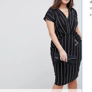 ASOS DESIGN Curve stripe drape front midi dress. Size 12